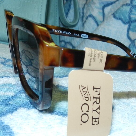 Frye & Co. Sunglasses Rectangular Tortoise UVA/UVB Protection NWT 🆕📦⌚🏃🏻💨⚡🚚 - Picture 11 of 16